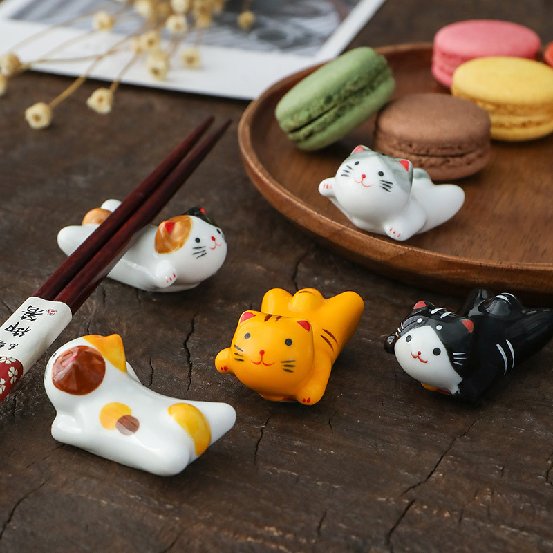 Home Improvement Kitchen - Flying Cat Ceramic Chopstick Rest Japanese