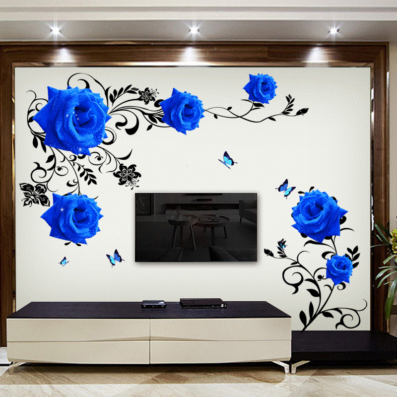 Home Improvement Tv Show - Large Size Blue Rose Flowers Wall