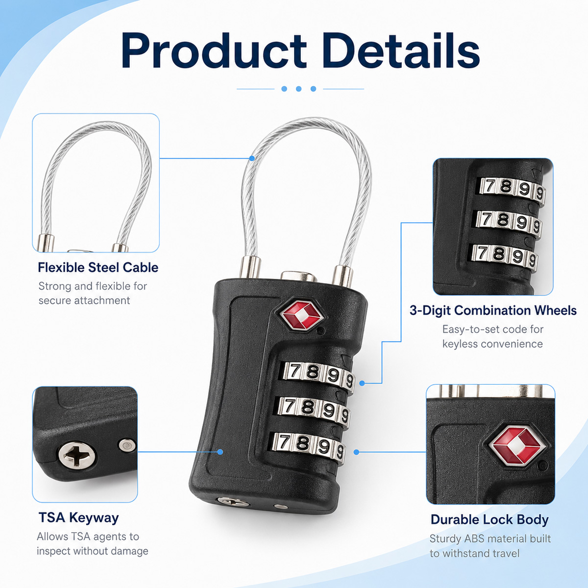 TSA Approved Luggage Lock 3 Di - огляд і ціна Home Improvement Hardware